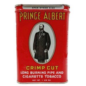 Prince Albert Crimp Cut Tobacco Tin Red Metal Pocket Canister 4.25"
